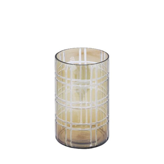 Divit Groen Rond Glazen Windlicht Strepen Set van 4 25x15x15 cm