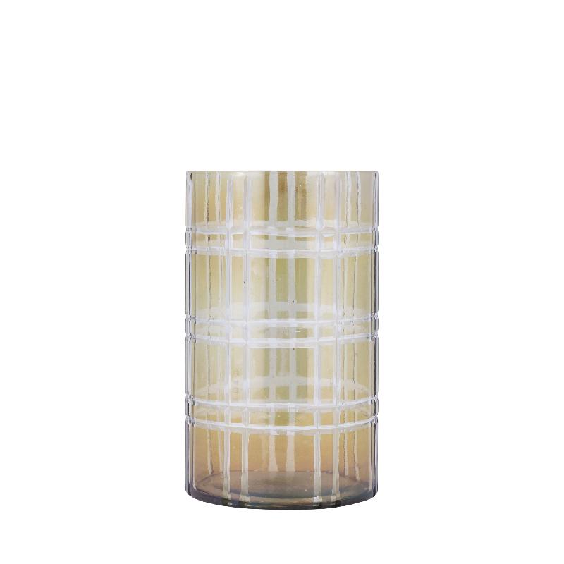 Divit Groen Rond Glazen Windlicht Strepen Set van 4 25x15x15 cm