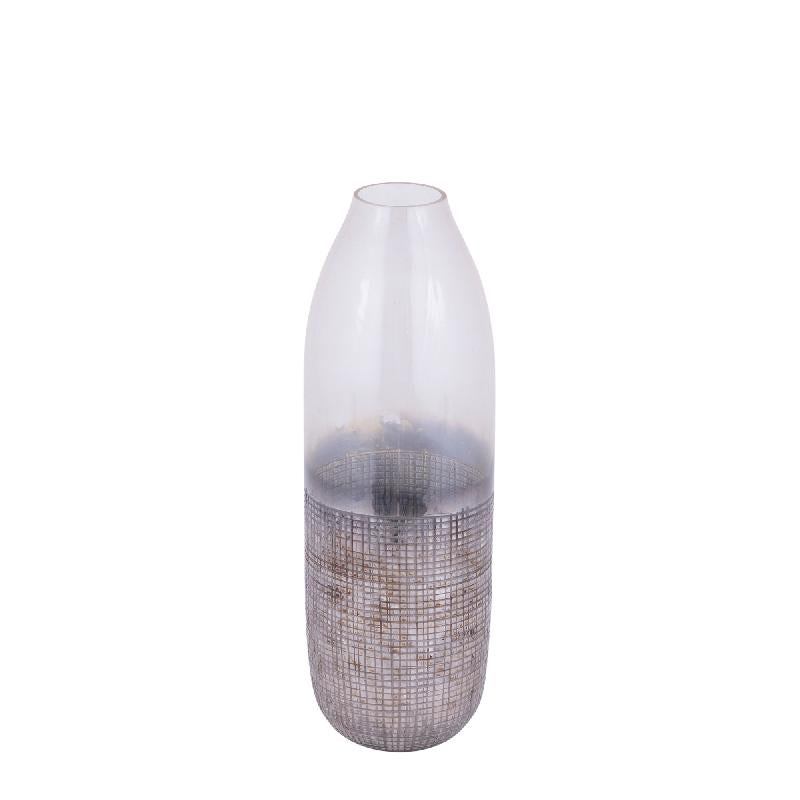 Imaria Crème Glazen Vaas Ronde Vorm Ruw Afwerking Set van 4 38x12x12 cm