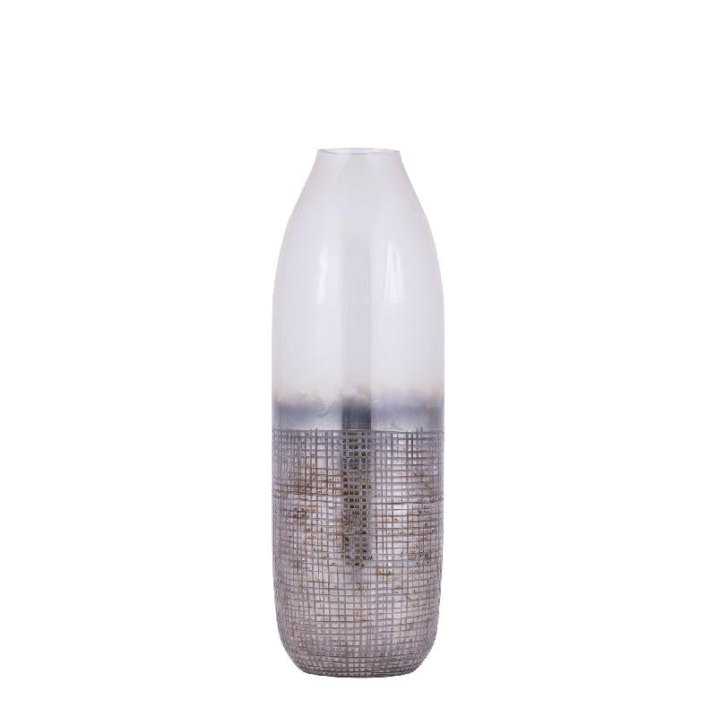 Imaria Crème Glazen Vaas Ronde Vorm Ruw Afwerking Set van 4 38x12x12 cm