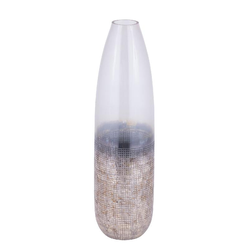 Imaria Crème Ronde Glazen Vaas Ruw Oppervlak Set van 2 52x13x13 cm