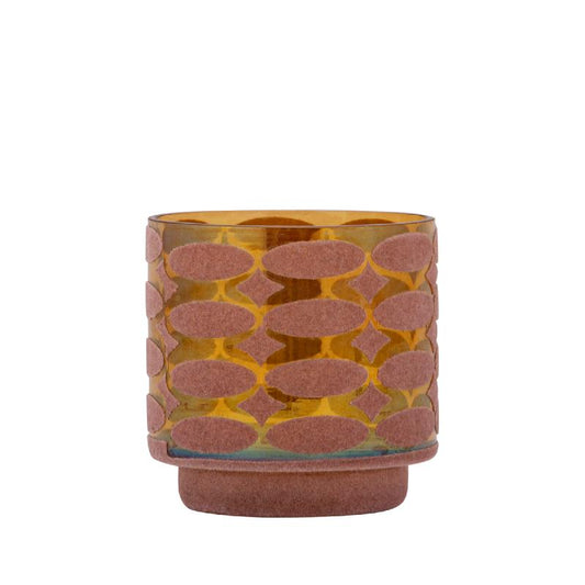 Nadara Roze Flocking Glazen Theelicht Set van 12 Stuks 10x10x10 cm