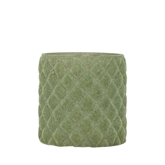 Amella Groen Flocking Glas Theelicht Ruit M Set van 8 10x10x10 cm
