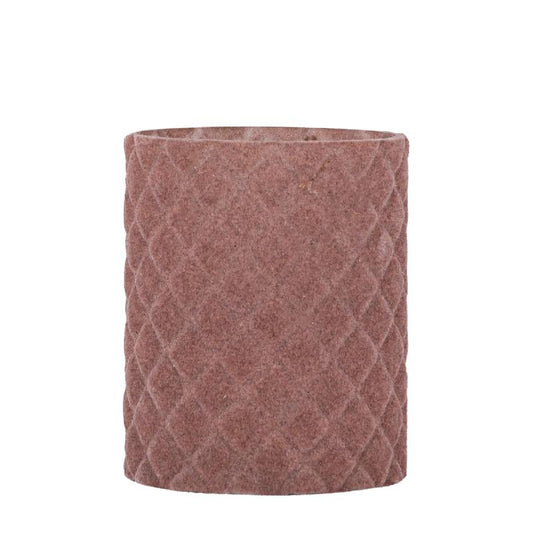 Amella Roze Flocking Glas Theelicht Ruit Set van 4 12x10x10 cm