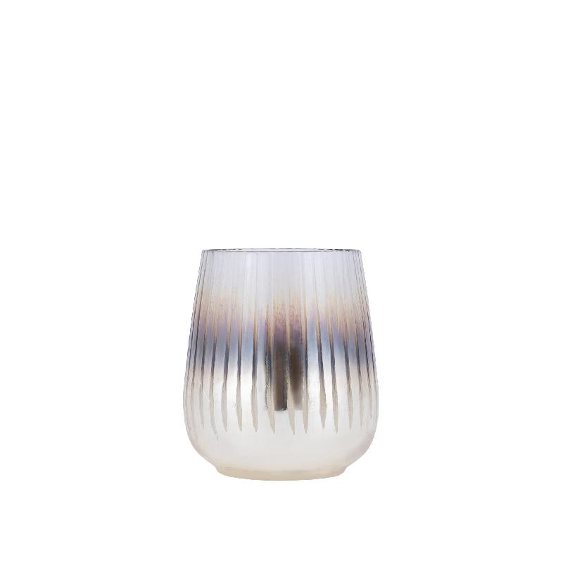Shelva Gouden Rond Glazen Theelicht Ets Afwerking Set van 4 12x10x10 cm