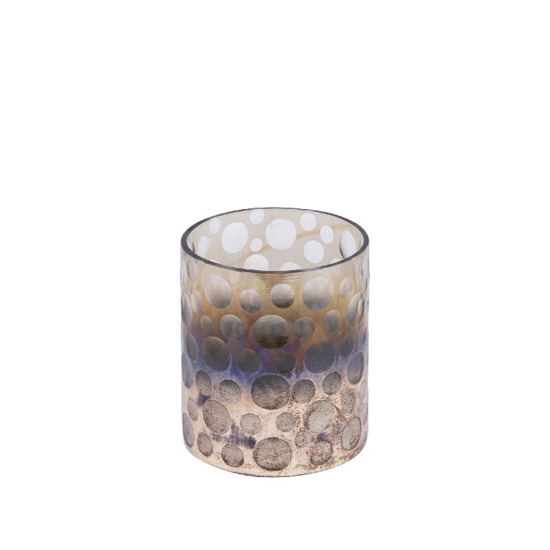 Bridgid Bruin Ombre Rond Glazen Windlicht Set van 6 Stuks 14x13x13 cm