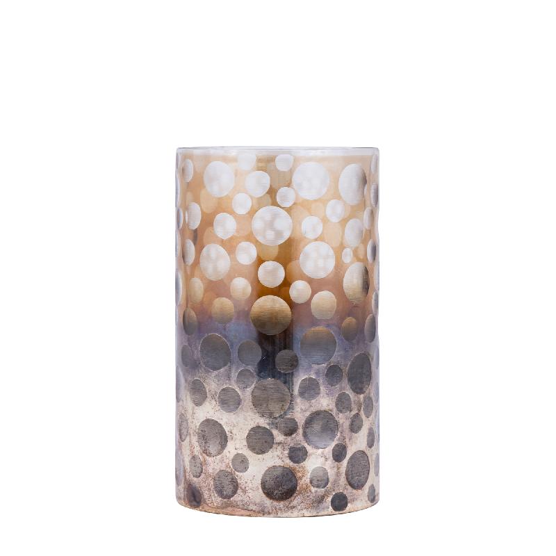 Bridgid Bruin Ombre Rond Glazen Windlicht Set van 4 Stuks 20x13x13 cm
