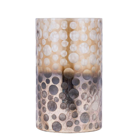Bridgid Bruin Ombre Rond Glazen Windlicht Set van 2 Stuks 25x15x15 cm