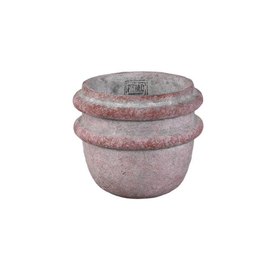 Almeda Roze Cement Pot Met 2 Randen M - Set van 12 14x16x16 cm
