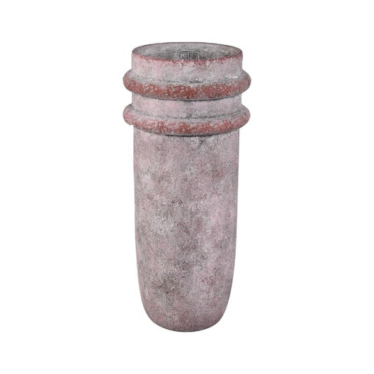 Almeda Roze Cement Vaas Met 2 Randen Hoog Set Van 2 Stuks 45x20x20 cm