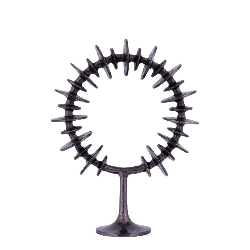 Awet Grijsmetalen Gietaluminium Ringsculptuur Rond L 41x31x10 cm