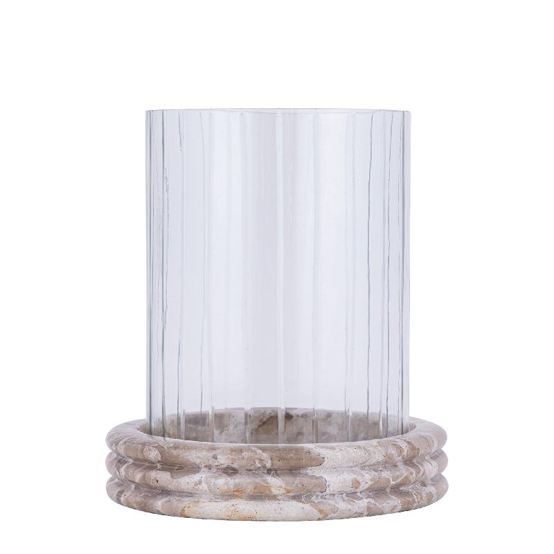 Jolee Helder Marmer Stormlight Gesneden Glas Rond L 29x25x25 cm