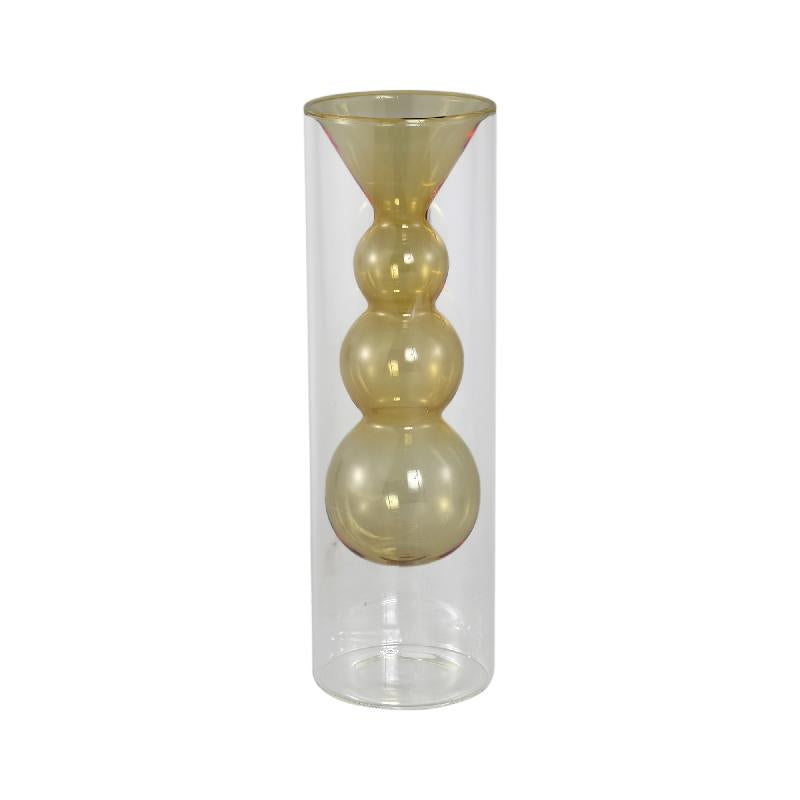 Yanna Amberkleurige Glazen Vaas Set van 6 Stuks 25x8x8 cm