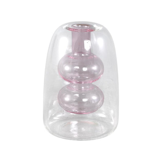 Yanna Helder Roze Glazen Vaas Bolling Set van 6 Stuks 11x7.5x7.5 cm