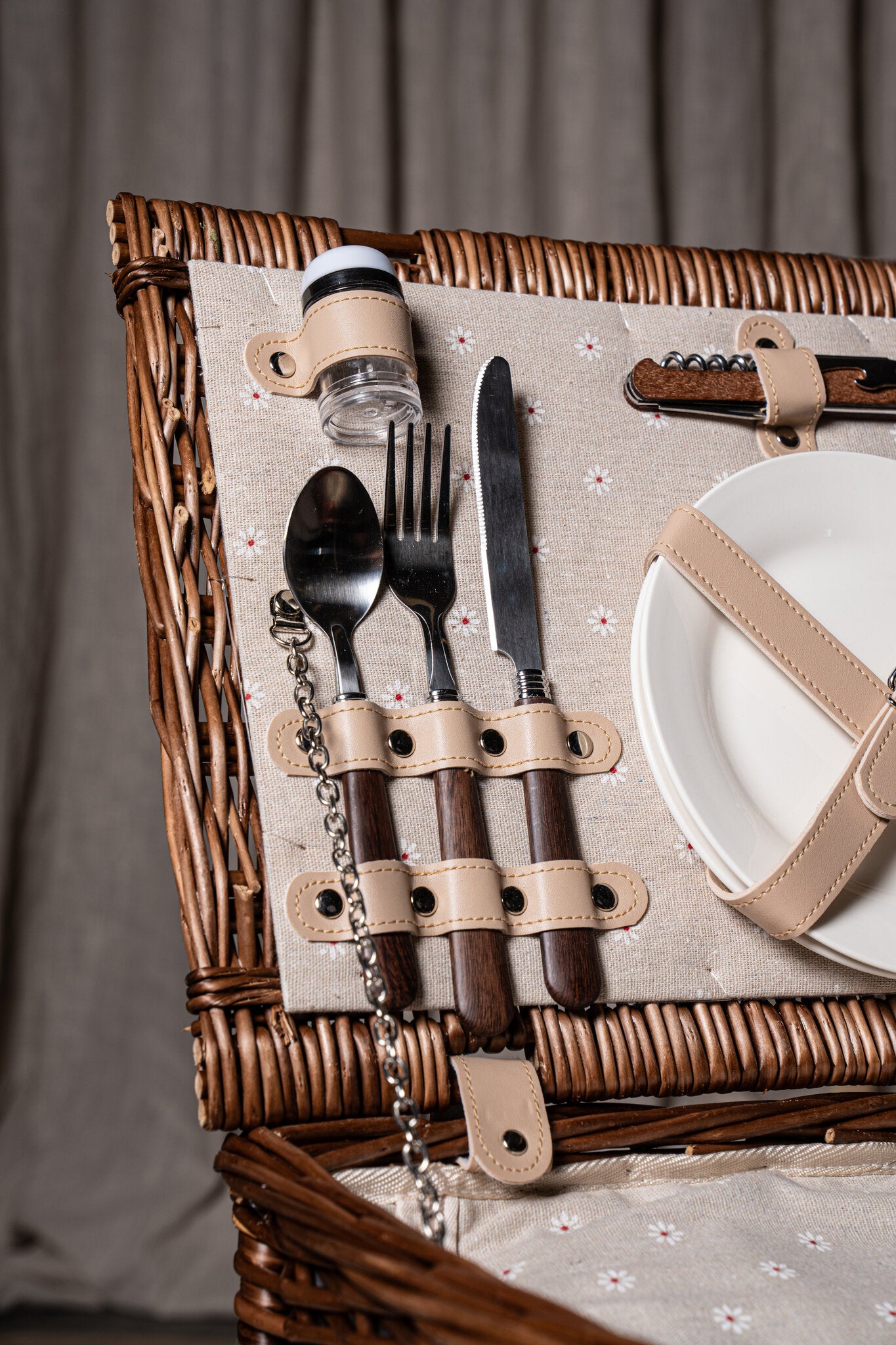 Kinzey Bruin Wilgen Picknickmandje Voor 2 Personen 20x45x30 cm
