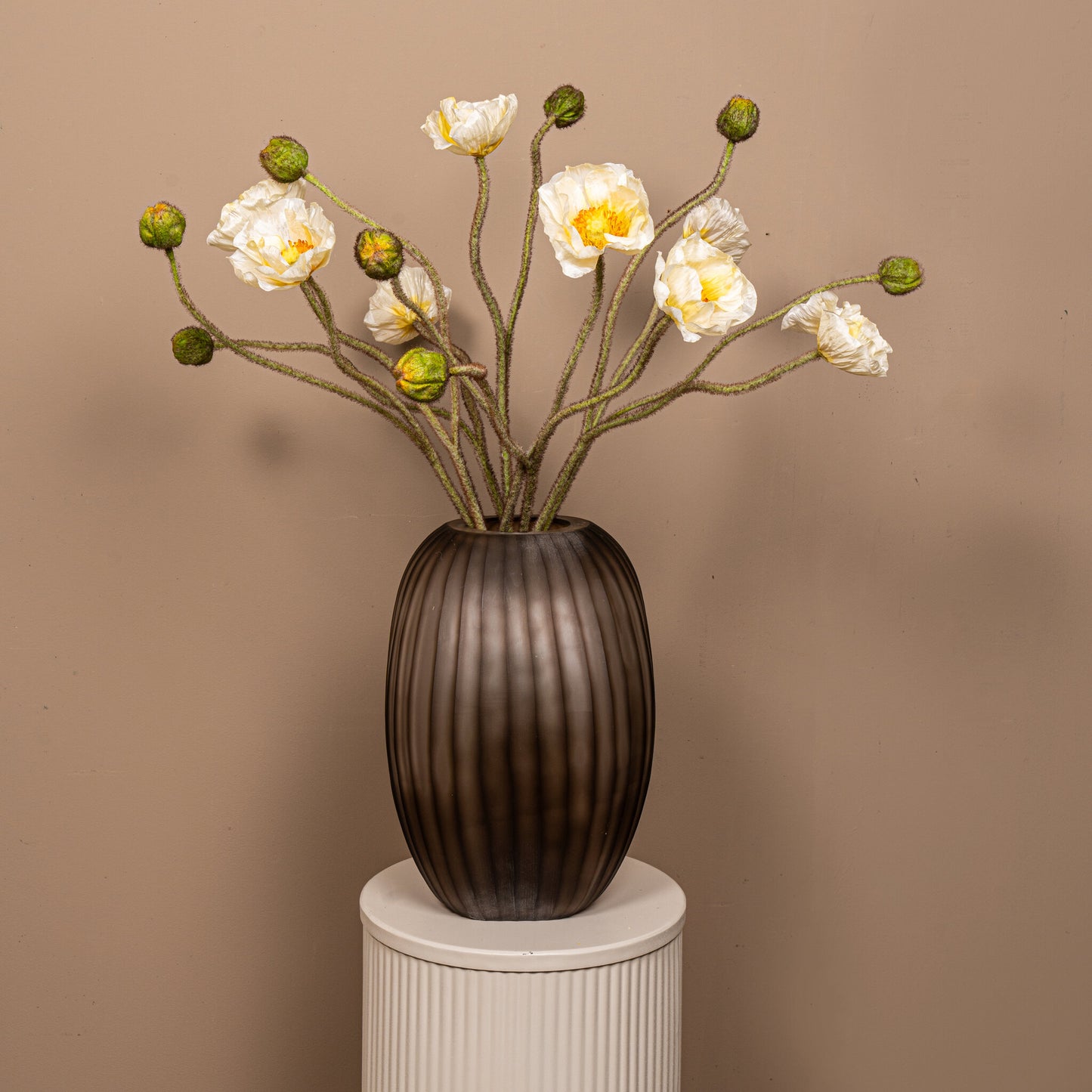 Poppy Flower Witte Klaproos Spray Met Knop - Set van 12 69x27x10 cm