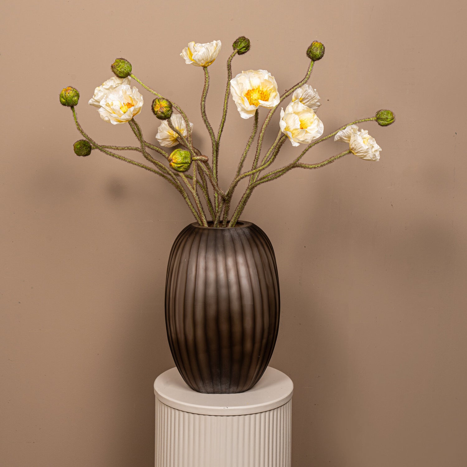 Poppy Flower Witte Klaproos Spray Met Knop - Set van 12 69x27x10 cm