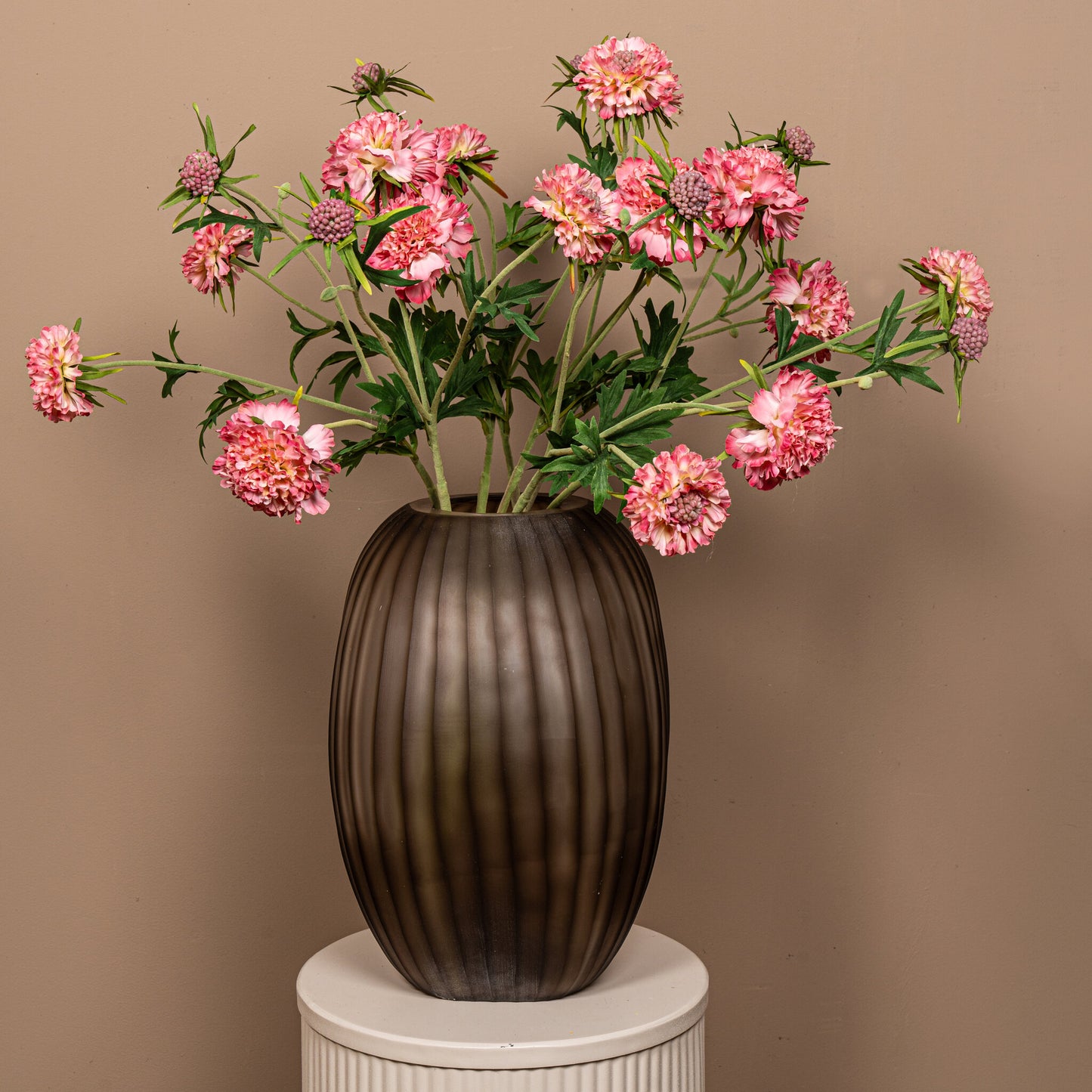 Garden Flower Fel Roze Scabiosa Spray Met Knop - Set van 12 72x32x21 cm