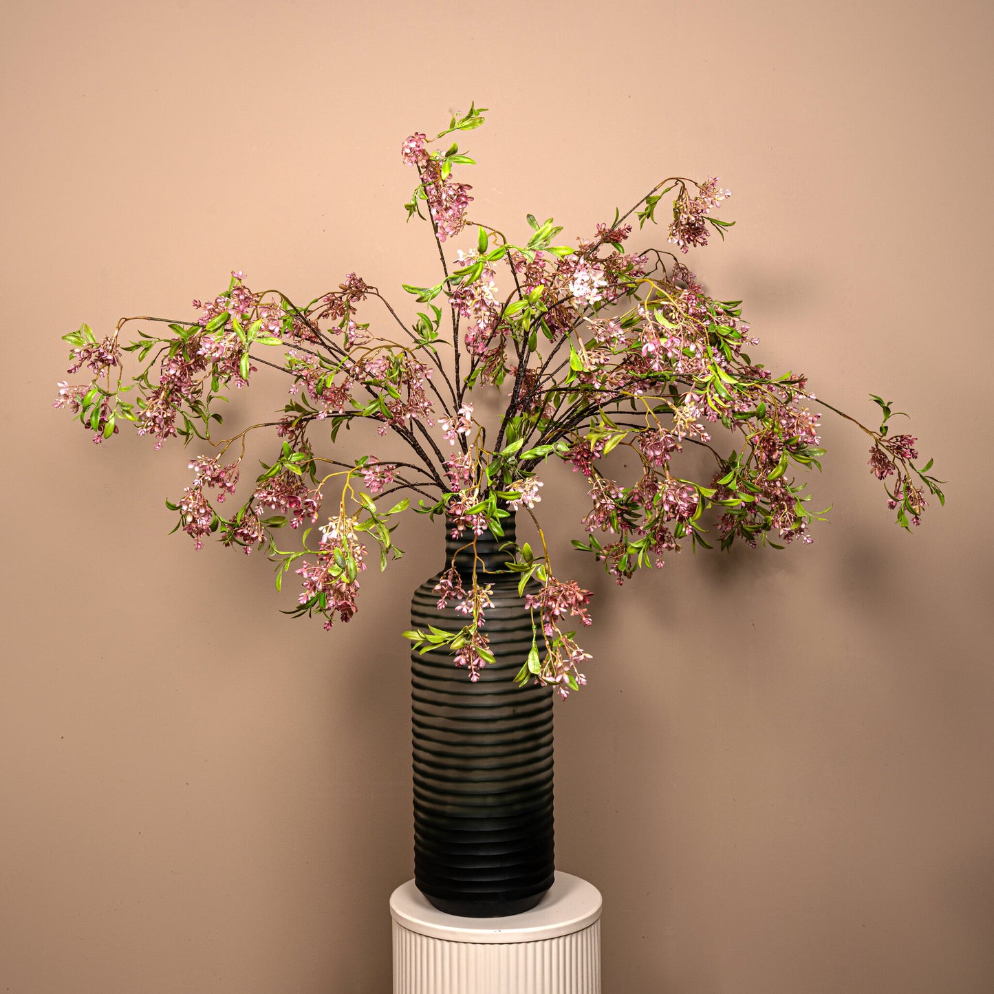 Blossom Flower Roze Wilde Bloesem Spray Met Bladeren - Set van 6 120x72x40 cm