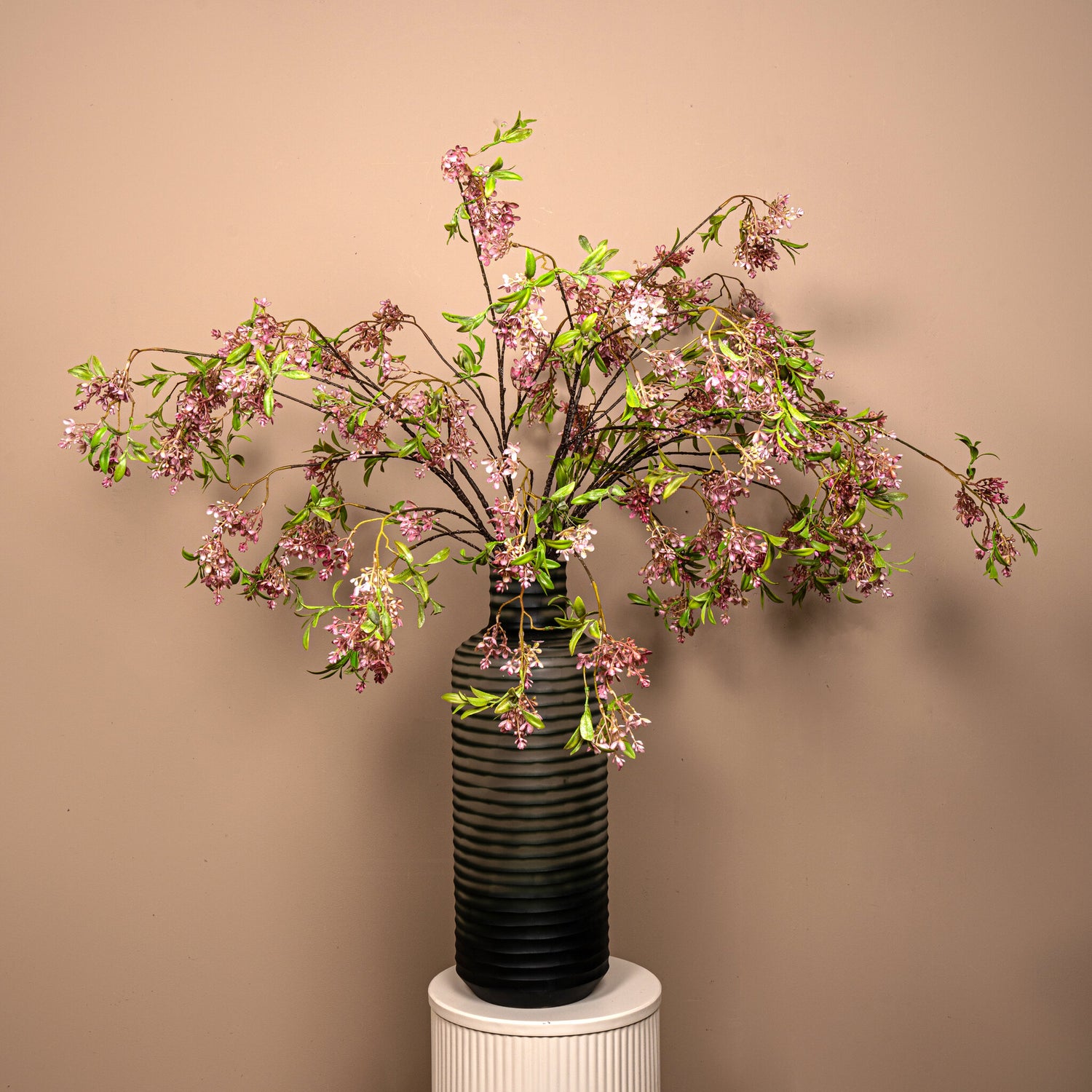 Blossom Flower Roze Wilde Bloesem Spray Met Bladeren - Set van 6 120x72x40 cm