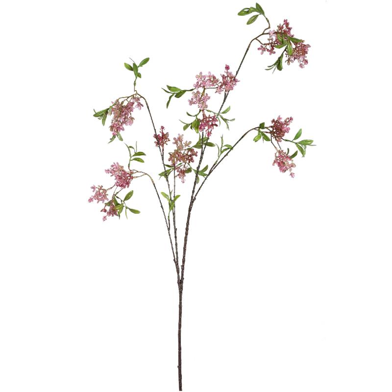 Blossom Flower Roze Wilde Bloesem Spray Met Bladeren - Set van 6 120x72x40 cm