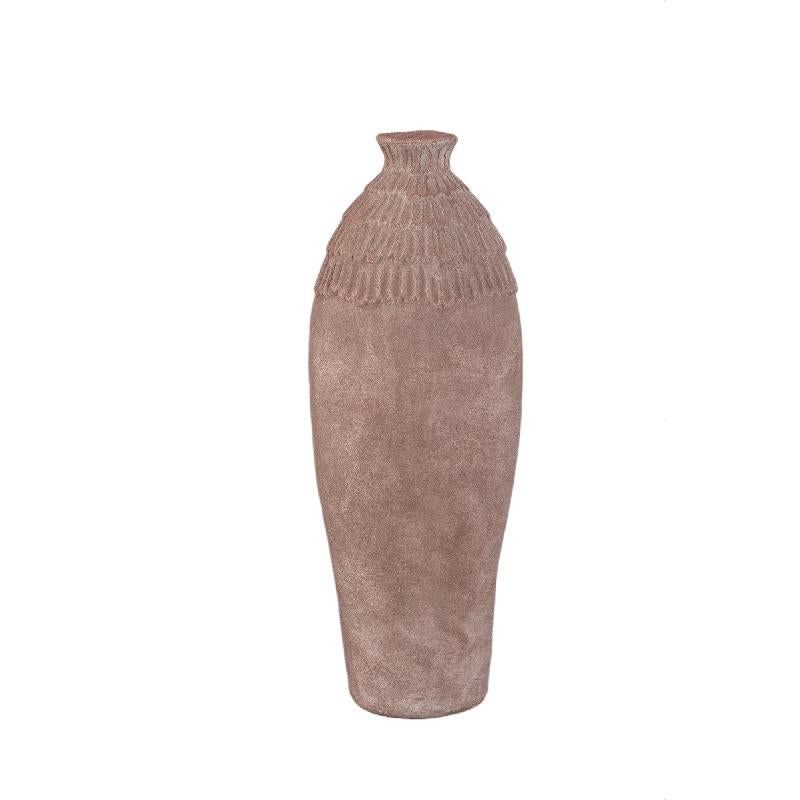 Venesa Aardse Bruine Ronde Keramische Vaas Met Patroon Set Van 2 60.5x23x23 cm