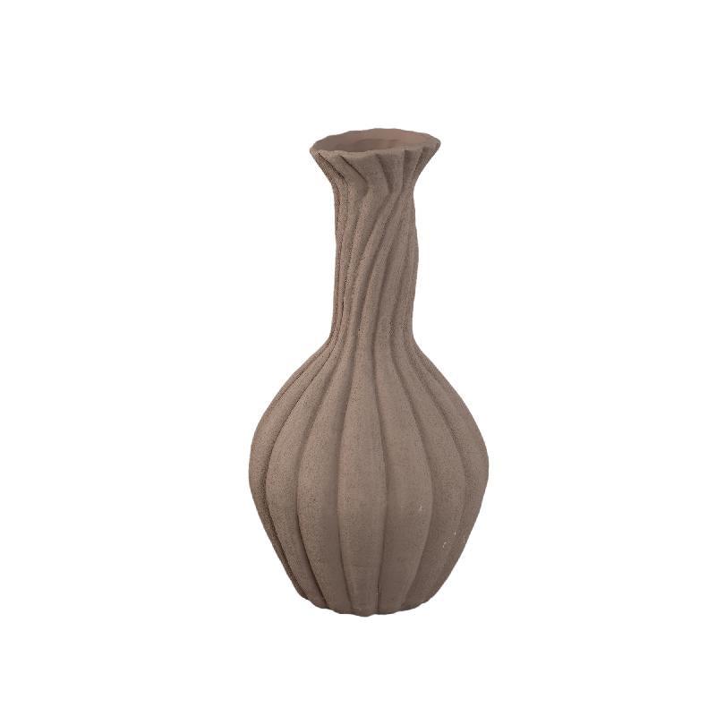 Lydia Donkerbruine Keramische Vaas Met Ribbels Set Van 2 50x25.5x25.5 cm
