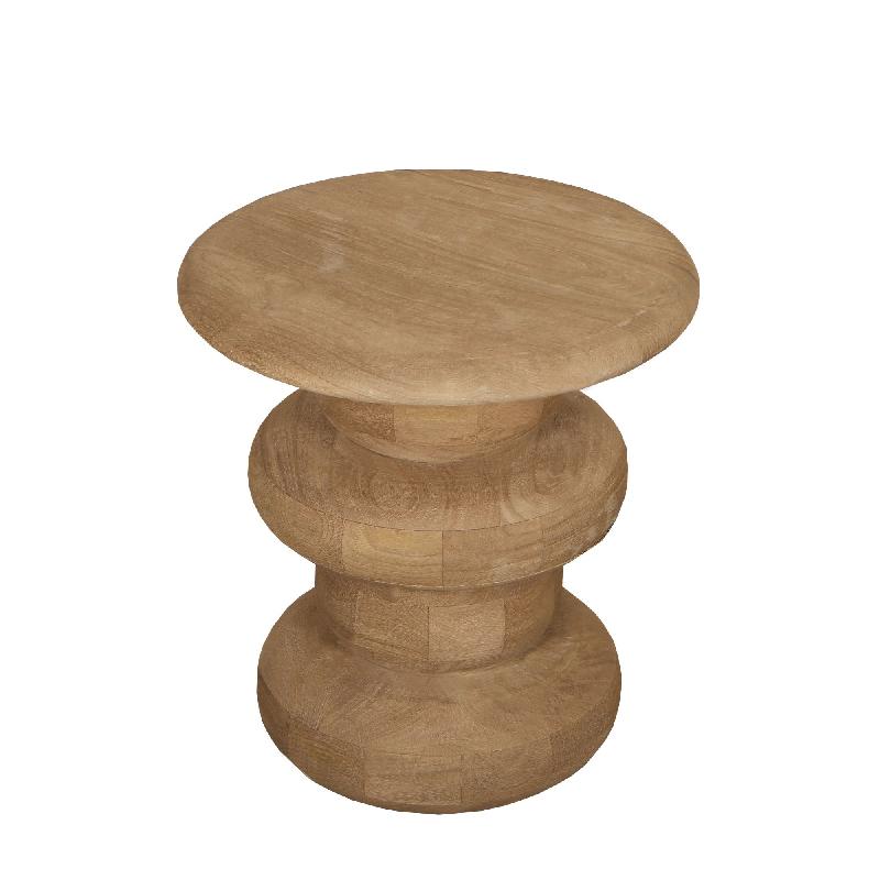 Keven Natuurlijke Mango Hout Geribd Bijzettafel Rond 44x40x40 cm