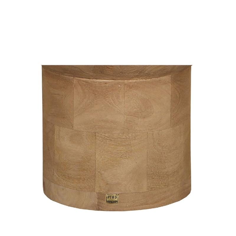 Erno Natuurlijke Mangohout Bijzettafel Op Voet Rond 50x45x45 cm