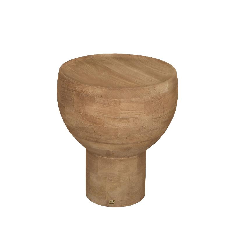 Erno Natuurlijke Mangohout Bijzettafel Op Voet Rond 50x45x45 cm