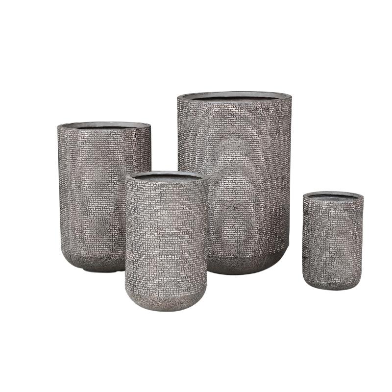 Rylon Bruine GRC Pattern Pot Rond Set van 4 95x60x60 cm