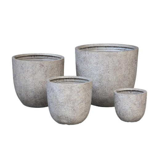 Salah Beige Keramische Pot Rond Laag Set van 4 50x55x55 cm