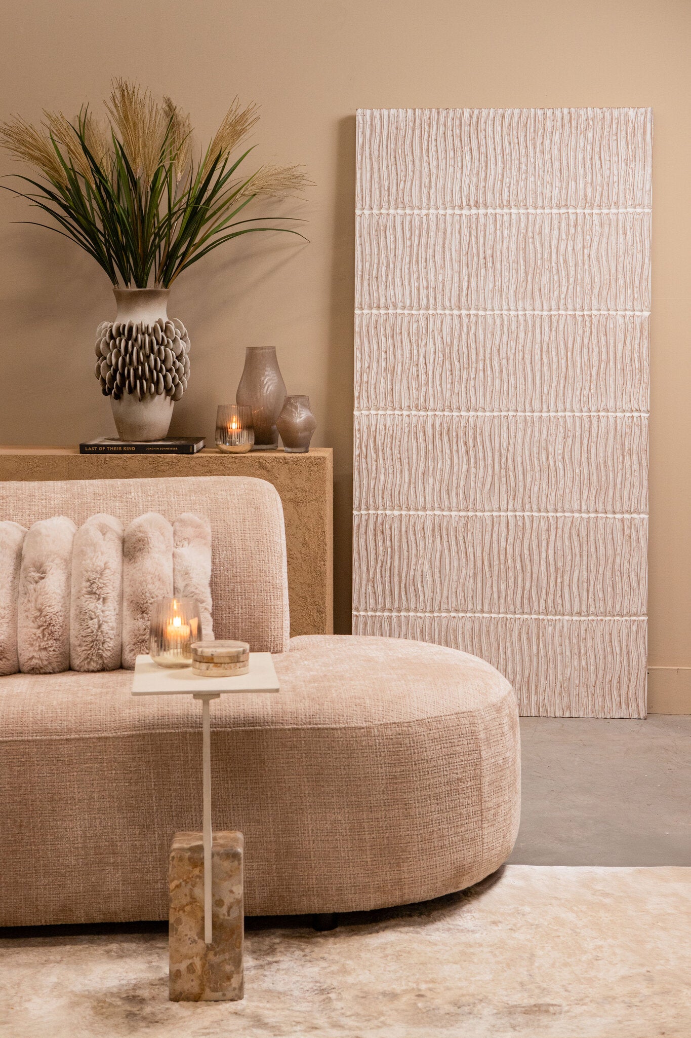 Seline Witte MDF Golvende Streep Laag Wandpaneel L 180x90x3.4 cm