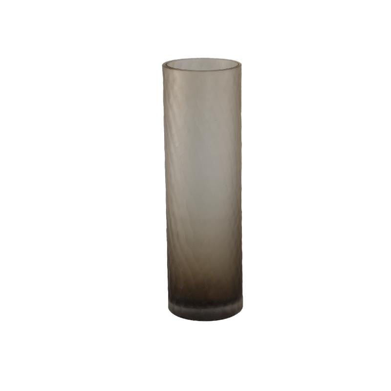 Paulene Lichtbruin Glazen Vaas Handgeslepen Recht Set van 2 40x12.5x12.5 cm