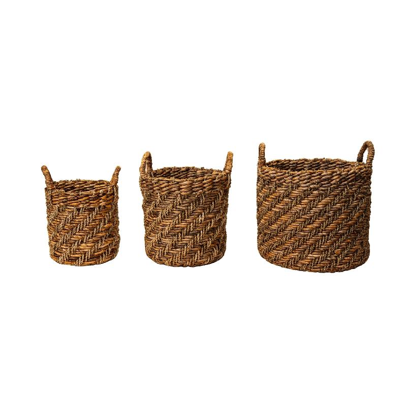 Tomm Natuurlijke Zeegrasmanden Set Van 3 Cilinder 50x45x45 cm