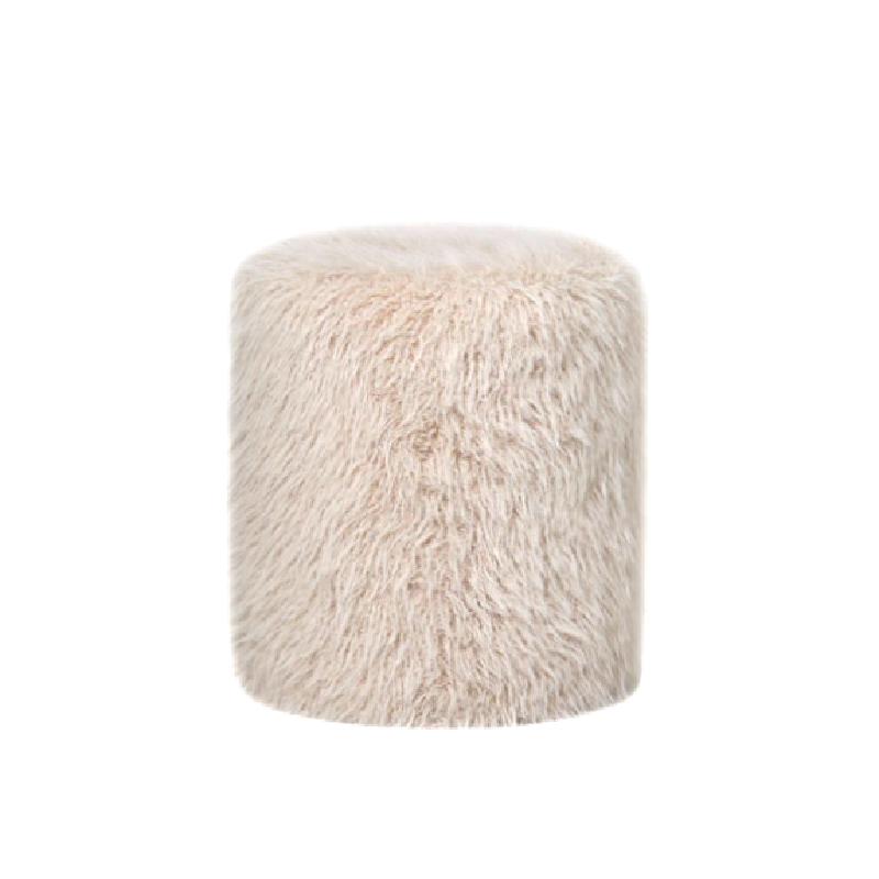 Hair Beige Stoffen Poef Rond 47x40x40 cm