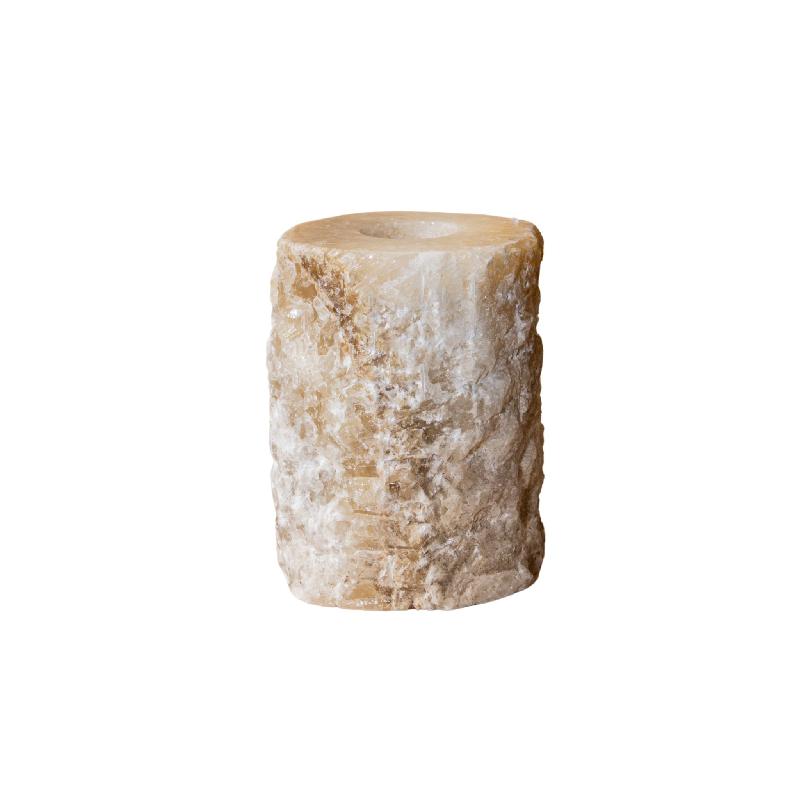 Yustin Onyx Honey Theelichthouder Rond Ruw L 15x12x12 cm