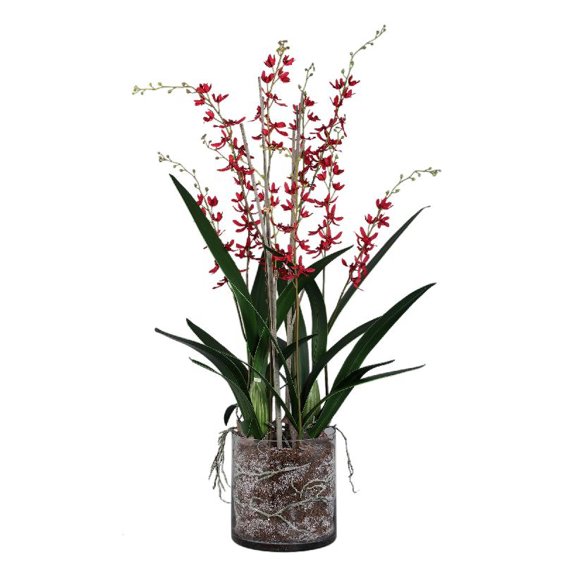 Orchid Flower Roze Renanthera Orchidee In Glazen Vaas 114x35x35 cm