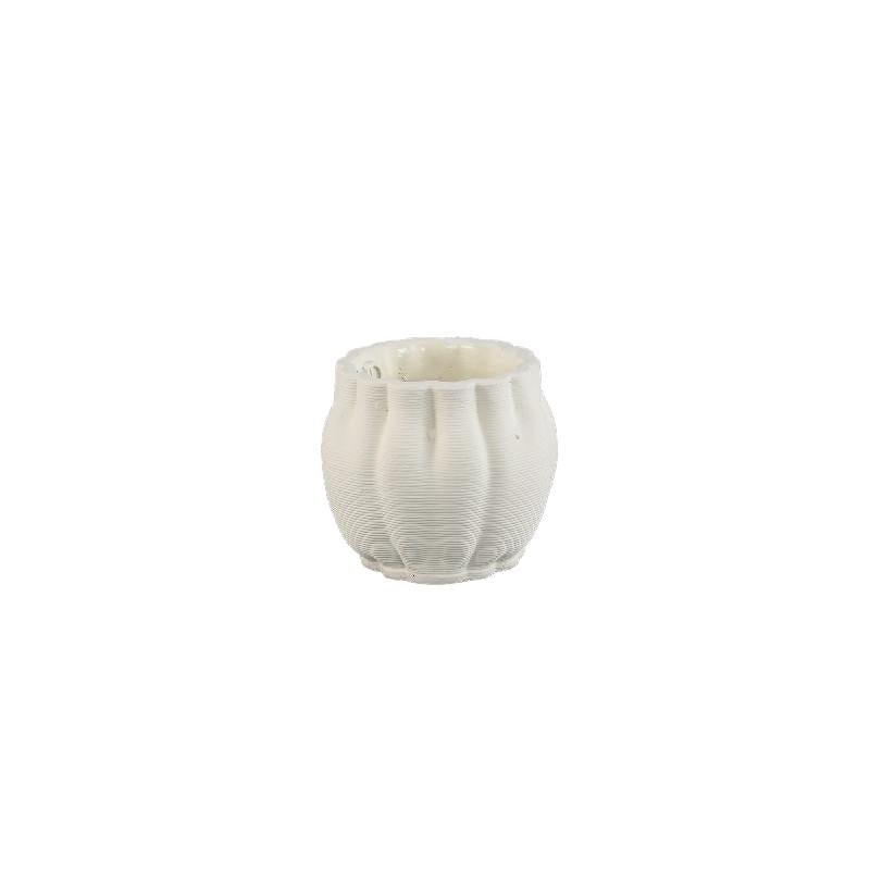 Romen Wit Cement Golfribbed Pot 3D-Look XS Set van 12 8x9x9 cm