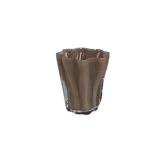 Rilie Taupe Glazen Theelicht Onregelmatige Vorm - Set van 12 11x10x10 cm