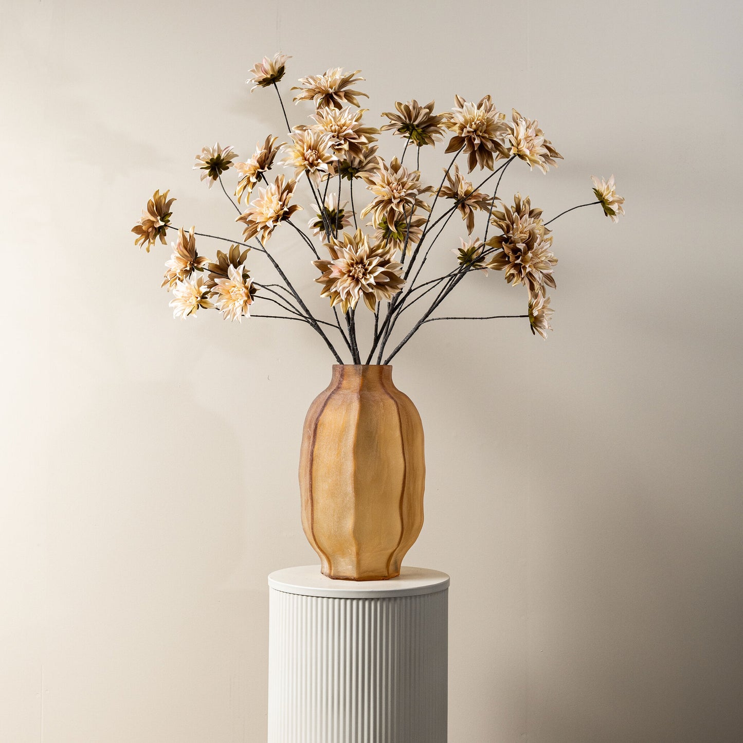 Dahlia Flower Beige Bloementak Set van 12 Stuks 34x111x34 cm