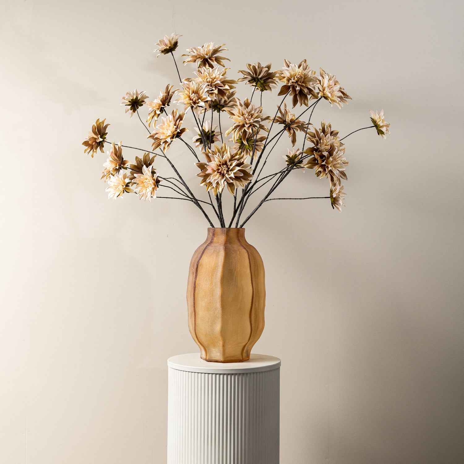 Dahlia Flower Beige Bloementak Set van 12 Stuks 34x111x34 cm