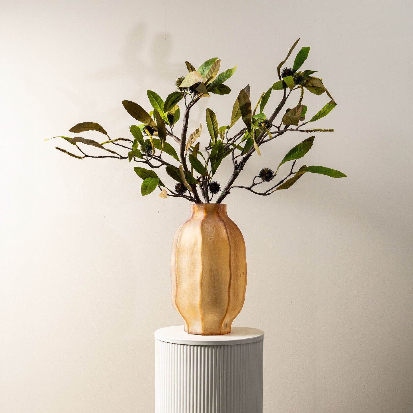 Leaves Plant Lichtbruin Kastanjebladeren Spray Set van 6 Stuks 120x40x12 cm