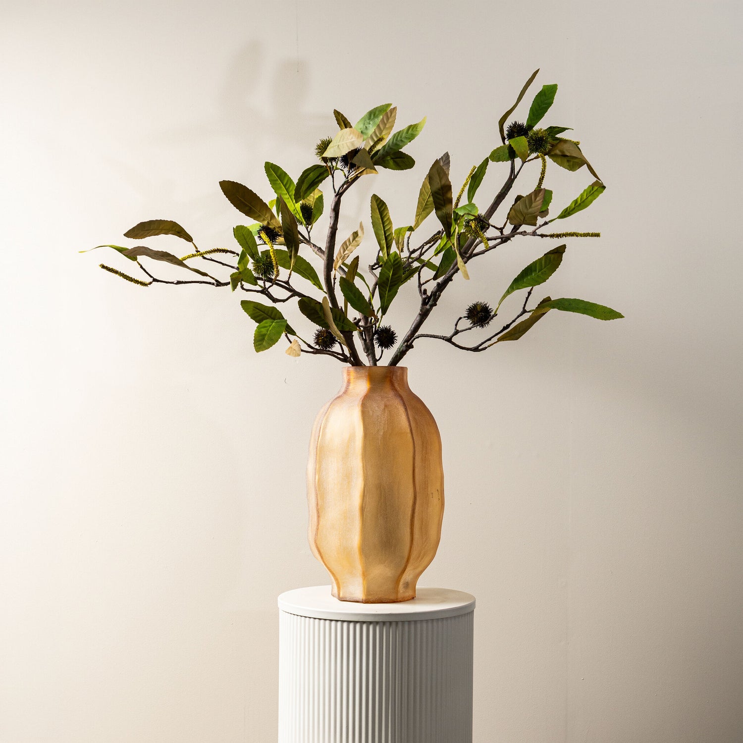 Leaves Plant Lichtbruin Kastanjebladeren Spray Set van 6 Stuks 120x40x12 cm