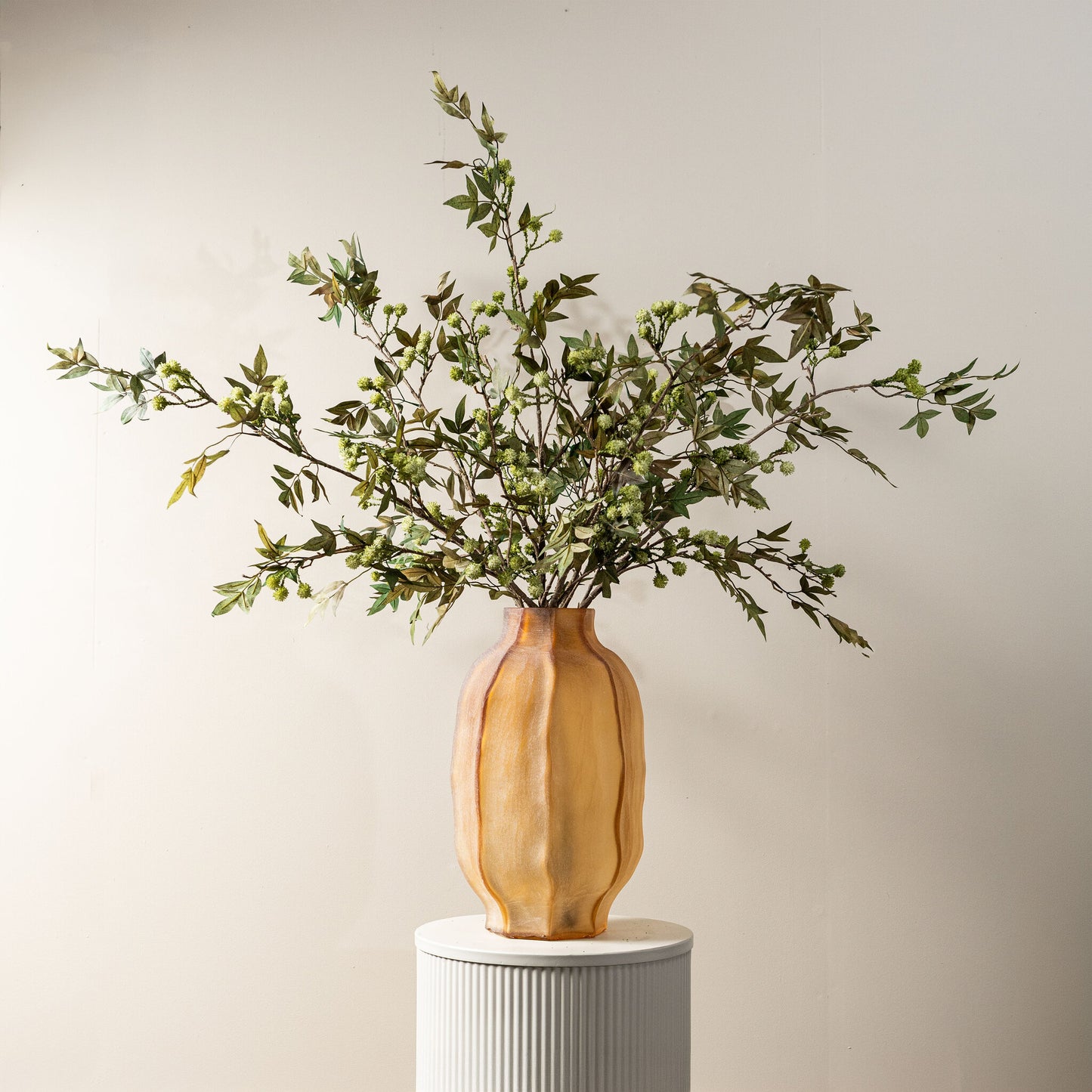 Leaves Plant Mos Groene Bladeren Spray Met Bessen - Set Van 6 Stuks 124x22x11 cm
