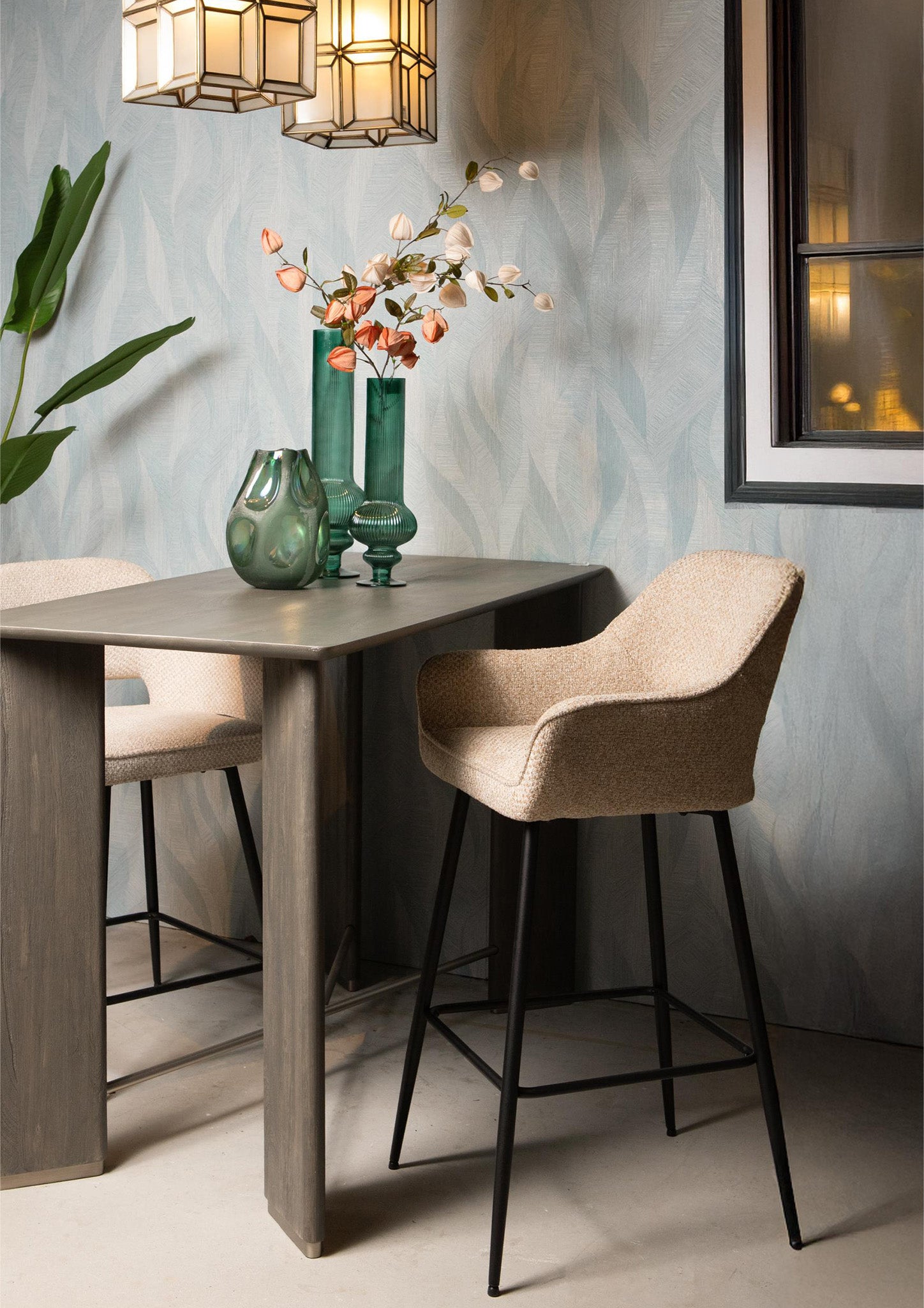 Fallon Lage Barkruk Opulence Set van 2 Stuks Beige 95x60x54 cm