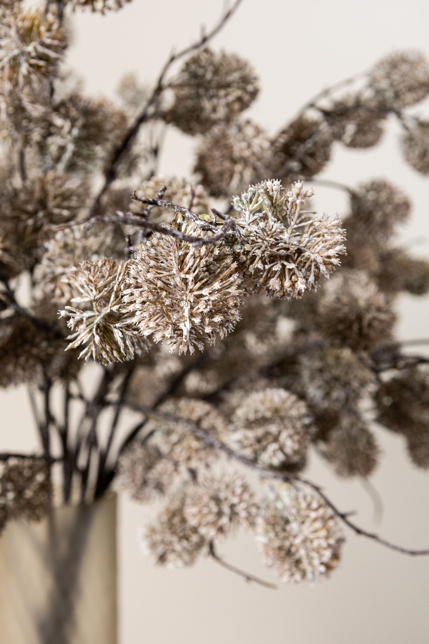 Twig Plant Beige Pom Pom Spray Set van 12 Stuks 91x50x32 cm