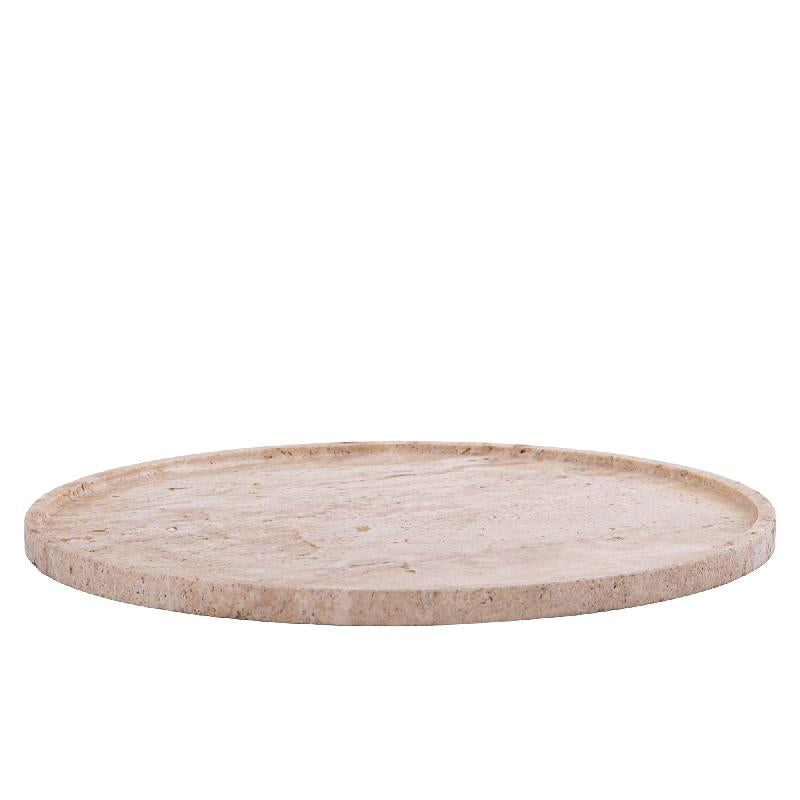 Brence Natuurlijke Travertijn Rond Dienblad XL 2x45x45 cm