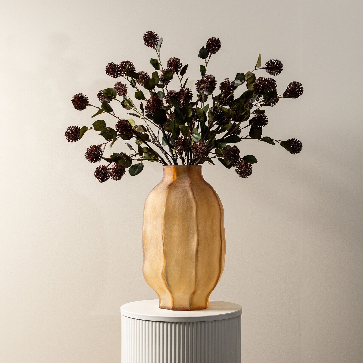 Twig Plant Bruine Rambutan Spray Met Bladeren - Set van 12 97x45x27 cm