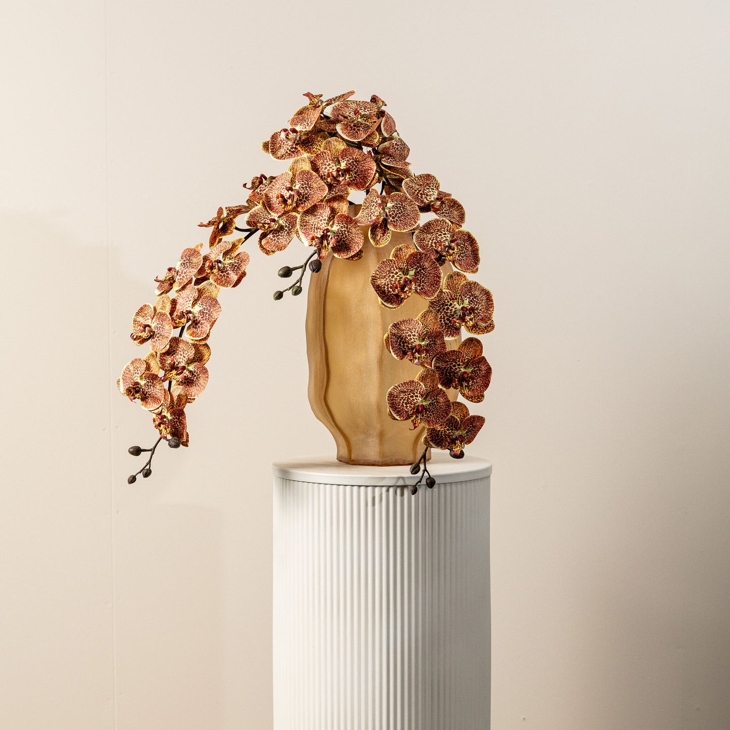 Orchid Flower Oranje Phalaenopsis Spray Set van 6 Stuks 138x18x8 cm